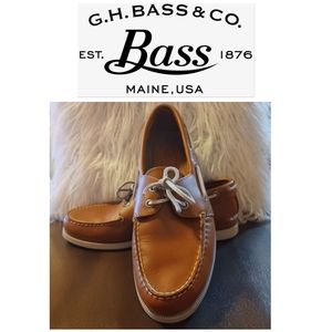 GH BASS & CO. MEN'S SUMMER HAMPTON LEATHER BOAT SHOES SZ: 8M